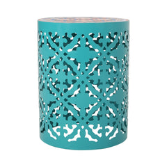 Castana Rattan and Fabric Side Table in Teal | Cozy Cove Furniture