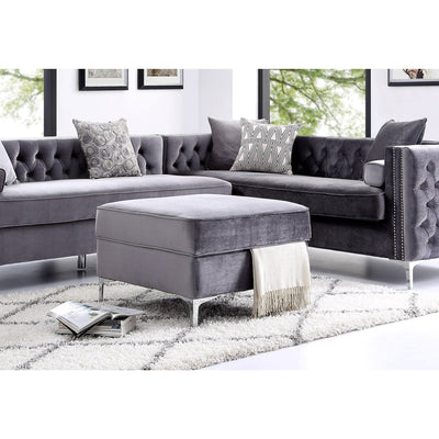 Homeroots Gray Velvet And Silver Storage 490668