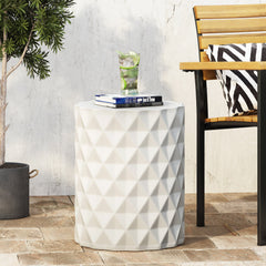 Outdoor Lightweight Concrete Side Table in Antique White | Cozy Cove Furniture