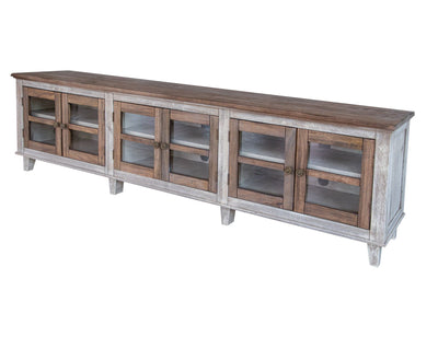 Homeroots Gray And Ivory Solid Wood Enclosed Storage TV Stand 528751