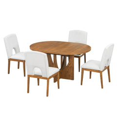 5-Piece Space-Saving Dining Set with Extendable Round Table | Cozy Cove Furniture | SP000062AAD