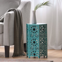 Eliana 12" Iron Side Table in Teal | Cozy Cove Furniture