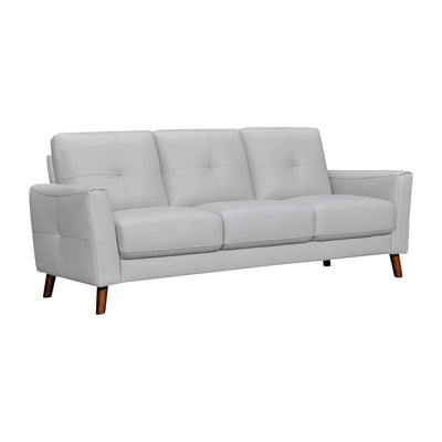 Homeroots Gray And Brown Leather Sofa 546415
