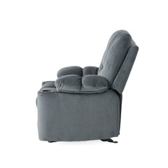 Luxurious Manual Recliner Chair in Silver with Skin-Friendly Fabric and Dual Cup Holders | Cozy Cove Furniture