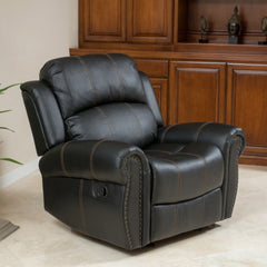 Gliding Recliner with Faux Leather Upholstery in Black | Cozy Cove Furniture