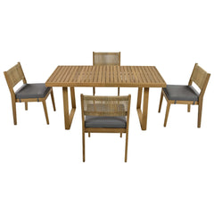 U_Style Multi-Person Outdoor Acacia Wood Dining Table and Chair Set | Cozy Cove Furniture