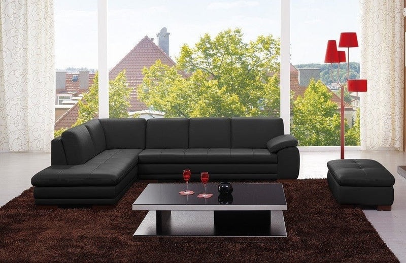 J&M 625 Italian Leather Sectional in Black 17544311331