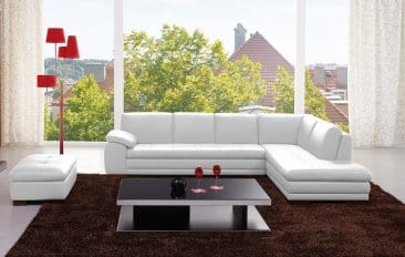 J&M 625 Italian Leather Sectional in White 175443113331 - Cozy Cove Furniture