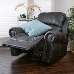 Gliding Recliner with Faux Leather Upholstery in Black | Cozy Cove Furniture