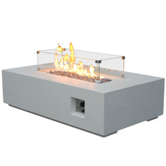 52-Inch Outdoor Concrete Propane Gas Fire Pit Table in Antique White | Cozy Cove Furniture