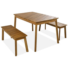 Eco-Friendly 3-Piece Acacia Wood Dining Set with Benches | Cozy Cove Furniture