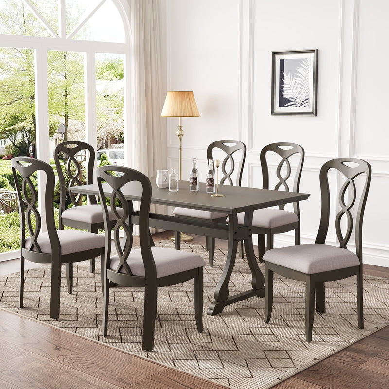 Elegant 7-Piece Retro Trestle Dining Set | Cozy Cove Furniture | SP000053AAE