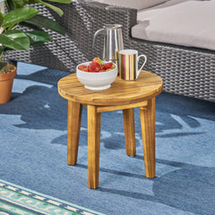 Outdoor 16" Acacia Wood Side Table with Teak Finish | Cozy Cove Furniture