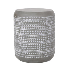 Outdoor Lightweight Concrete Side Table with Boho Design in White | Cozy Cove Furniture