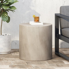 Outdoor Lightweight Concrete Side Table in Light Gray | Cozy Cove Furniture