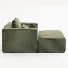 Haven Plush Modular Lounge Chair & Ottoman – Ribbed Corduroy in Sandstone