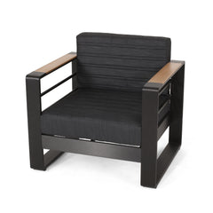 Giovanna Aluminum and Wood Club Chair with Water-Resistant Cushions | Cozy Cove Furniture