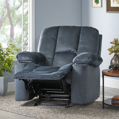 Luxurious Manual Recliner Chair in Silver with Skin-Friendly Fabric and Dual Cup Holders | Cozy Cove Furniture