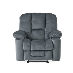 Luxurious Manual Recliner Chair in Silver with Skin-Friendly Fabric and Dual Cup Holders | Cozy Cove Furniture