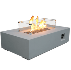 52-Inch Outdoor Concrete Propane Gas Fire Pit Table in Antique White | Cozy Cove Furniture