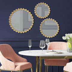 Marlowe Gold Beaded Signature 3-Piece  Round Wall Mirror Set by Madison Park | Cozy Cove Furniture | B03599371