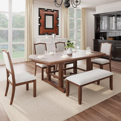 6-Piece Cherry Wood Dining Set – Extendable Table with Removable Leaf | Cozy Cove Furniture