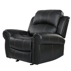 Gliding Recliner with Faux Leather Upholstery in Black | Cozy Cove Furniture