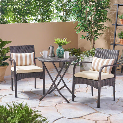 3-Piece Outdoor Bistro Dining Set with Cushioned Chairs | Cozy Cove Furniture