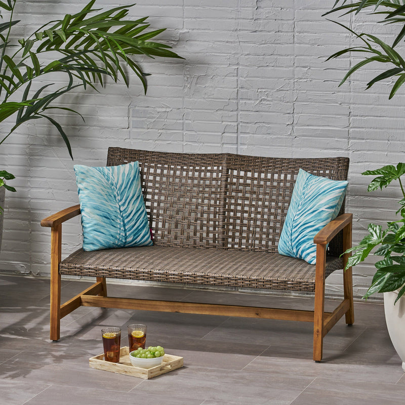 Hampton Wood + Wicker Loveseat | Cozy Cove Furniture