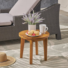 Outdoor 16" Acacia Wood Side Table with Teak Finish | Cozy Cove Furniture