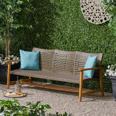 Hampton Wood + Wicker 3-Seater Outdoor Sofa | Cozy Cove Furniture