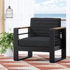 Giovanna Aluminum and Wood Club Chair with Water-Resistant Cushions | Cozy Cove Furniture