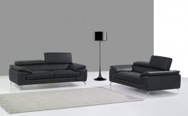 J&M A973 Premium Leather Sofa Set in Black 17906111 - Cozy Cove Furniture