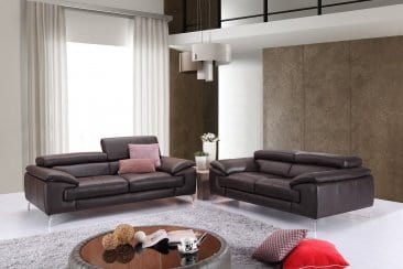 J&M A973 Premium Leather Sofa Set in Coffee 179061111 - Cozy Cove Furniture