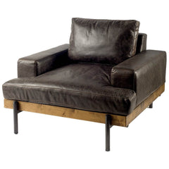 Homeroots Black Faux Leather Distressed Club Chair 376350