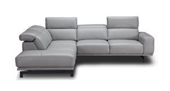 J&M Davenport Leather Sectional in Light Grey 17981