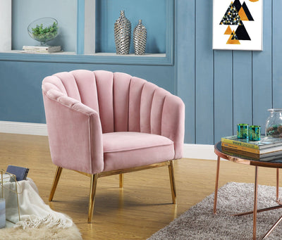 Homeroots Pink And Copper Velvet Tufted Barrel Chair 347308
