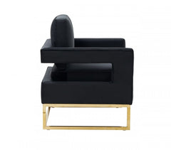 Homeroots Stylish Black Velvet And Gold Steel Chair 473816