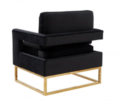 Homeroots Stylish Black Velvet And Gold Steel Chair 473816