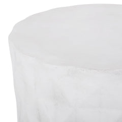 Outdoor Lightweight Concrete Side Table in Antique White | Cozy Cove Furniture