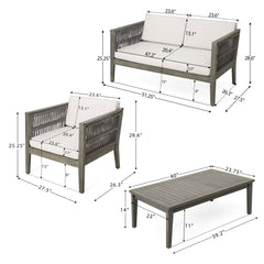 4-Piece Acacia Wood Patio Set | Cozy Cove Furniture