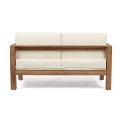 Genser Acacia Wood Loveseat & Coffee Table Set with Water-Resistant Cushions | Cozy Cove Furniture