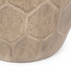 Outdoor Lightweight Concrete Side Table with Honeycomb Pattern in Natural | Cozy Cove Furniture