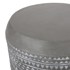 Outdoor Lightweight Concrete Side Table with Boho Design in White | Cozy Cove Furniture