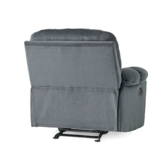 Luxurious Manual Recliner Chair in Silver with Skin-Friendly Fabric and Dual Cup Holders | Cozy Cove Furniture