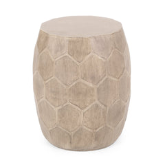 Outdoor Lightweight Concrete Side Table with Honeycomb Pattern in Natural | Cozy Cove Furniture