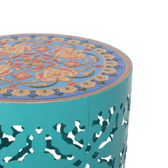 Castana Rattan and Fabric Side Table in Teal | Cozy Cove Furniture