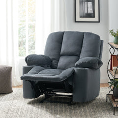 Luxurious Manual Recliner Chair in Silver with Skin-Friendly Fabric and Dual Cup Holders | Cozy Cove Furniture