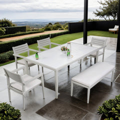 6-Piece Patio Aluminum Dining Set - Child-Safe Design with Durable Sunbrella Cushions & Two-Tone Table | Cozy Cove Furniture