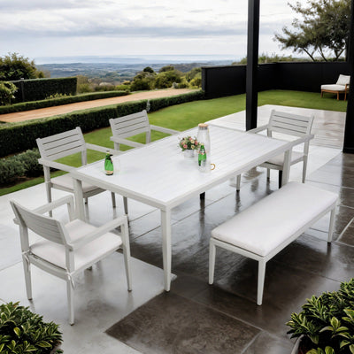 6-Piece Patio Aluminum Dining Set with Sunbrella Cushions & Two-Tone Table | Cozy Cove Furniture